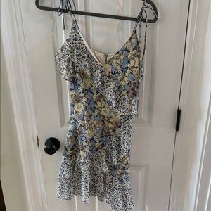 Astr Blue and Cream Floral Dress
